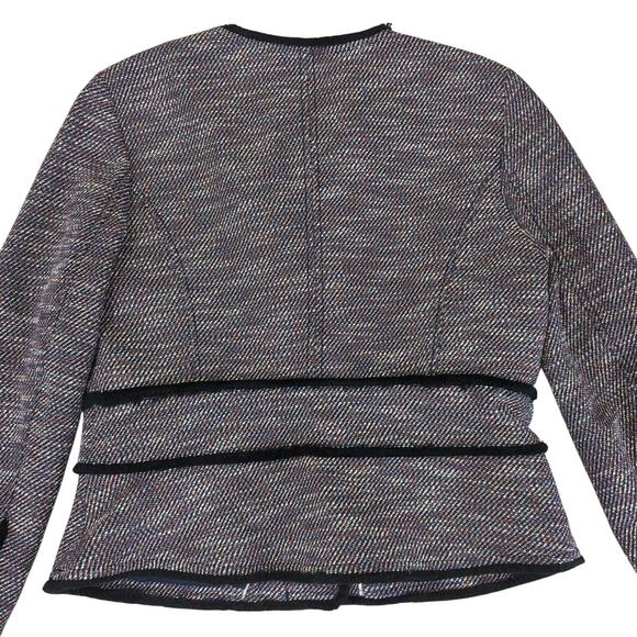 Banana Republic Blazer jacket Tweed Snap‎ Front Women's Size 12 Black with Red - Picture 5 of 8